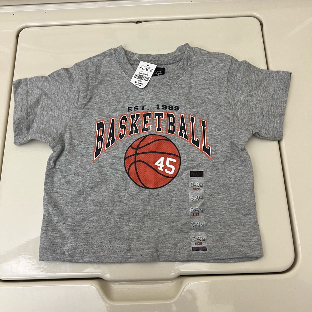 The Children’s Place Baby Basketball 6-9 months T-Shirt Gray/Blue/Orange…